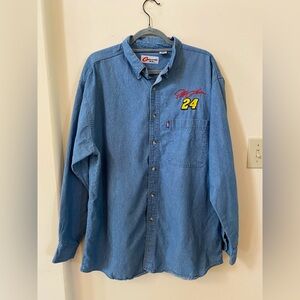 Vintage NASCAR Jeff Gordon 24 Denim Button Down Shirt Competitors View L